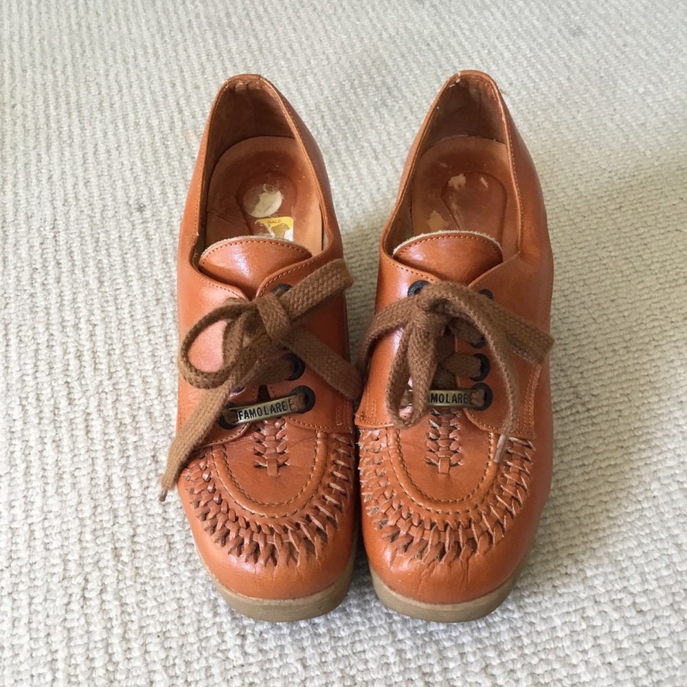 Vintage 1970’ Famolare  leather wavy sole size 6